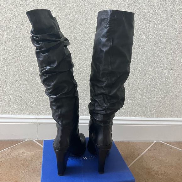 Stuart Weitzman Black Leather Smashing Boots - Picture 2 of 8